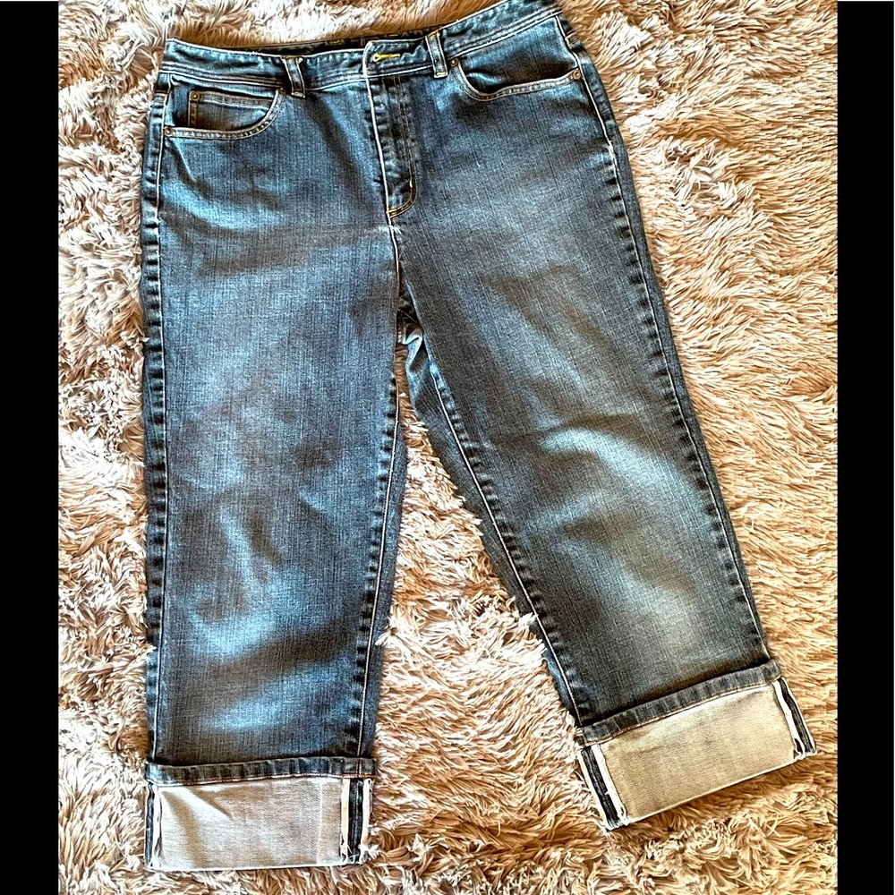 Talbots Stretch cuffed denim capris size 12